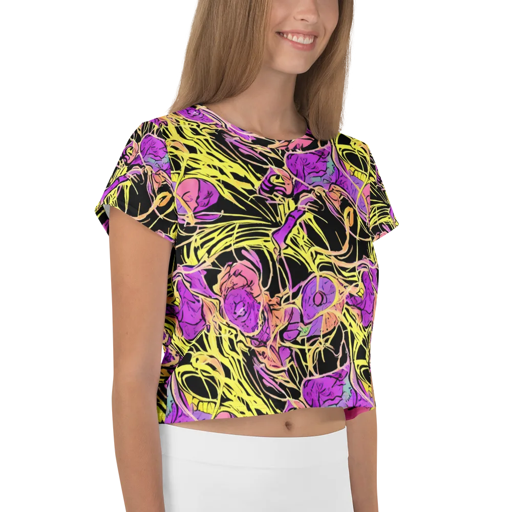 Midnight Tropics on Crop Tee — Right