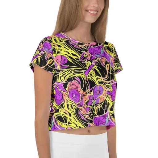 Midnight Tropics on a Crop Tee