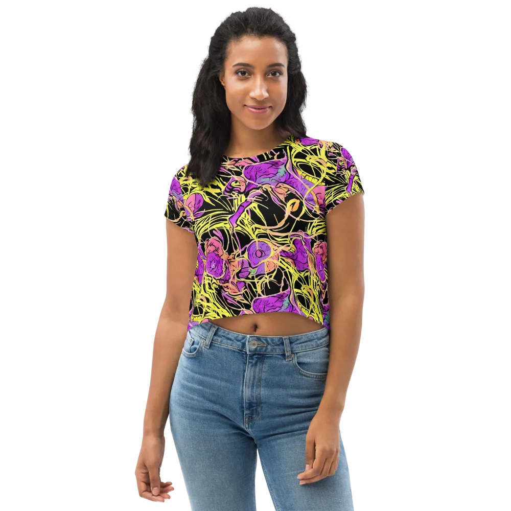 Midnight Tropics on Crop Tee — Front