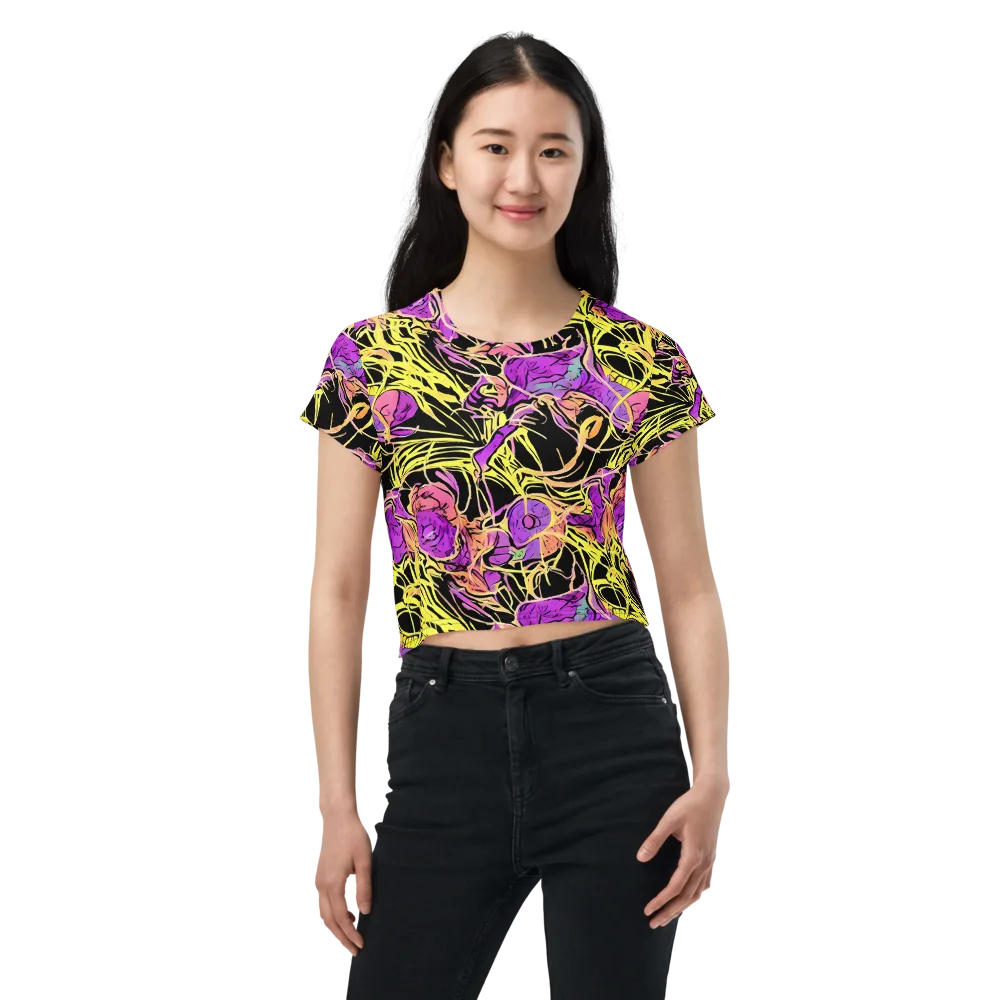 Midnight Tropics on Crop Tee — Front