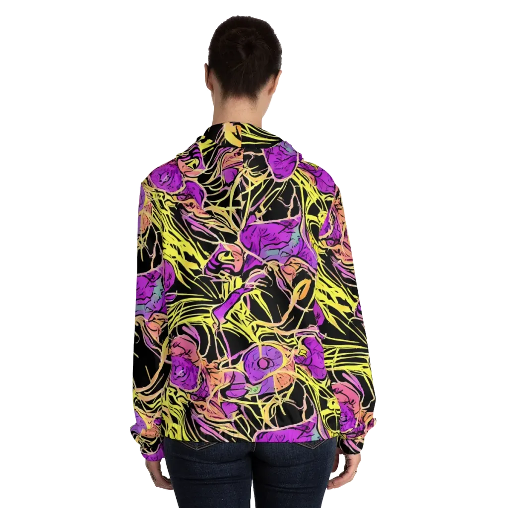 Midnight Tropics on Women's Full-Zip Hoodie — Back On Person
