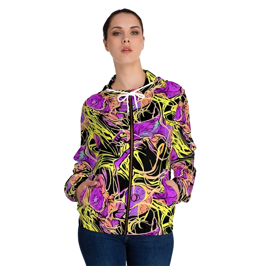 Midnight Tropics on Women's Full-Zip Hoodie — Front On Person