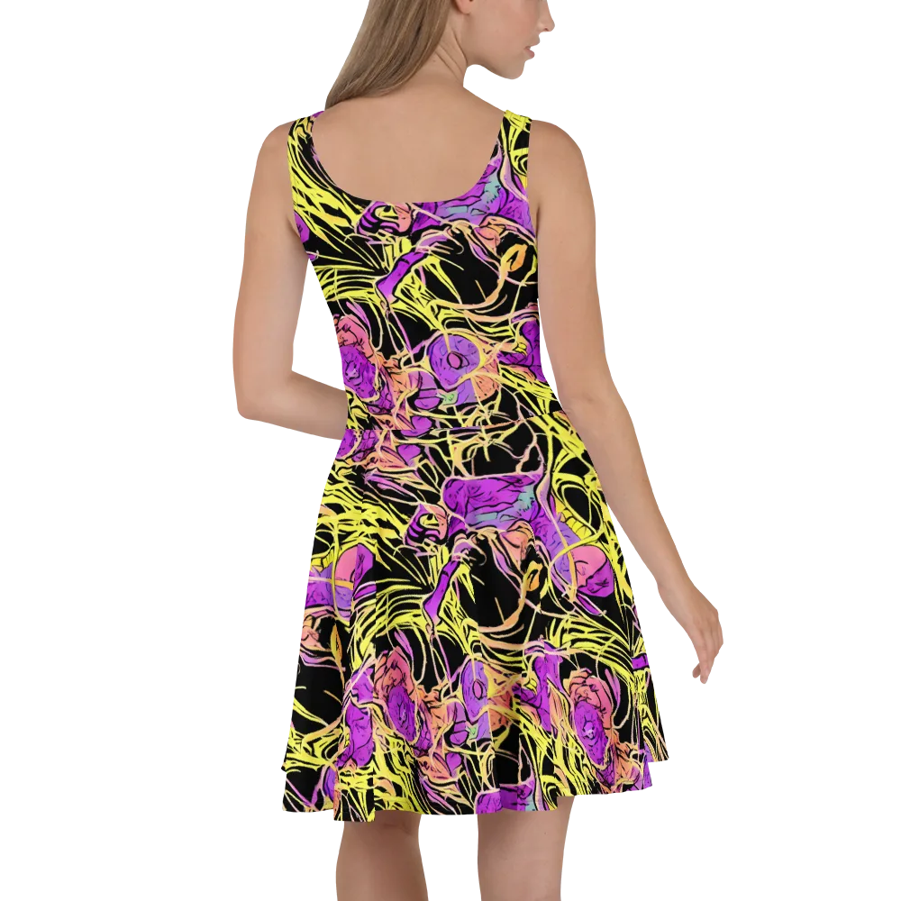 Midnight Tropics on Skater Dress — Back