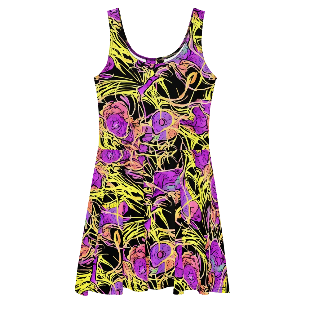 Midnight Tropics on Skater Dress — Front