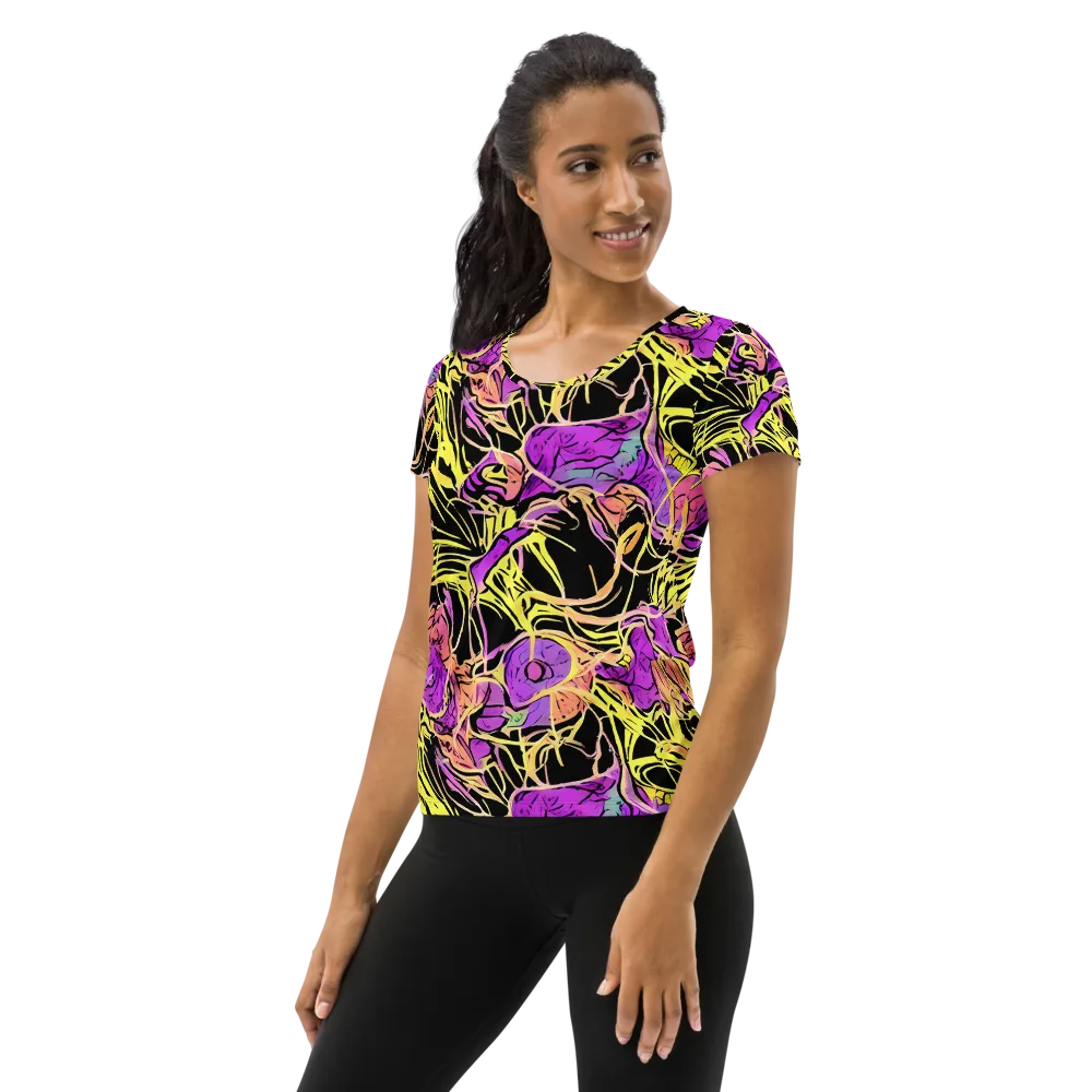 Midnight Tropics on Women's Athletic T-Shirt — Left