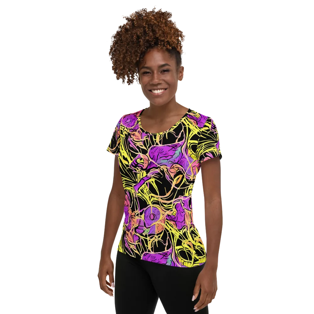 Midnight Tropics on Women's Athletic T-Shirt — Left