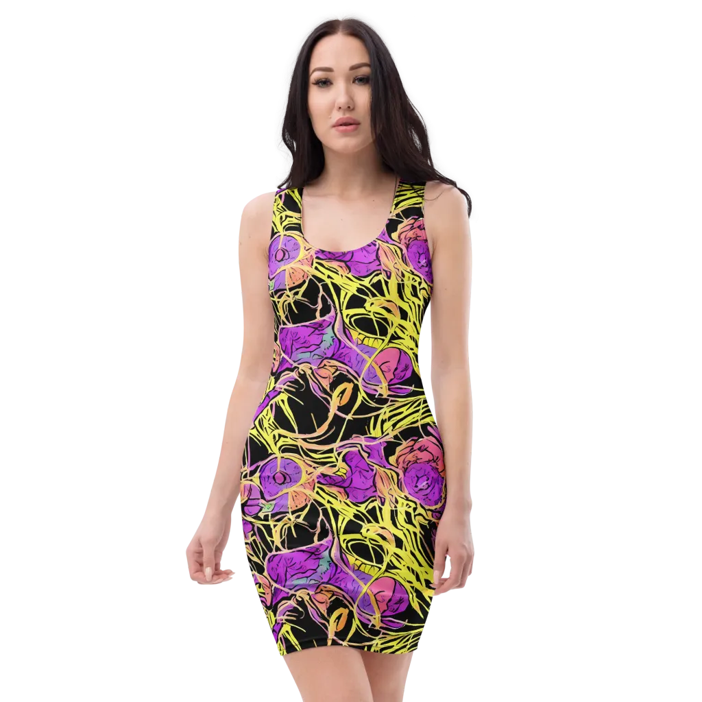 Midnight Tropics on Bodycon Dress — Front