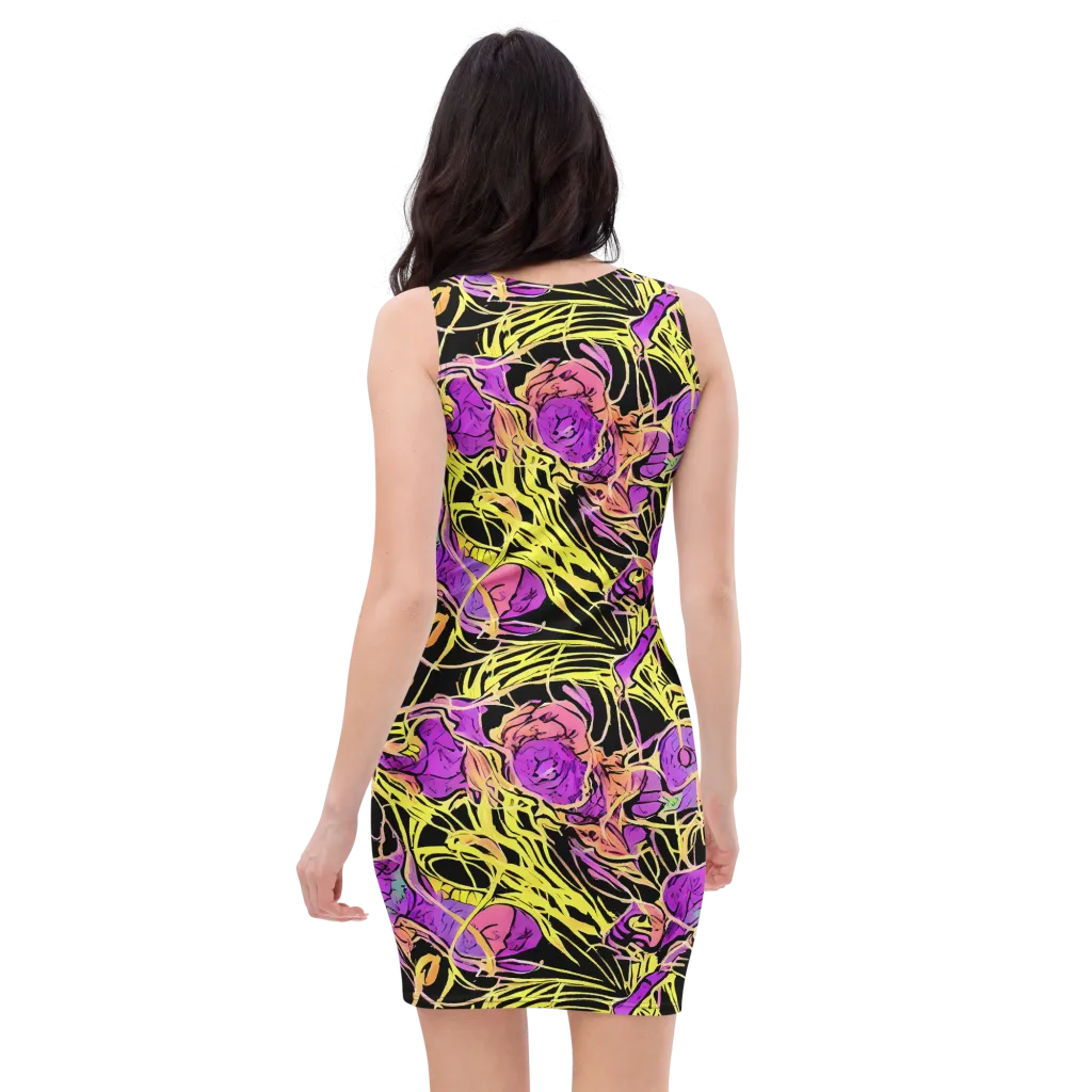 Midnight Tropics on Bodycon Dress — Back