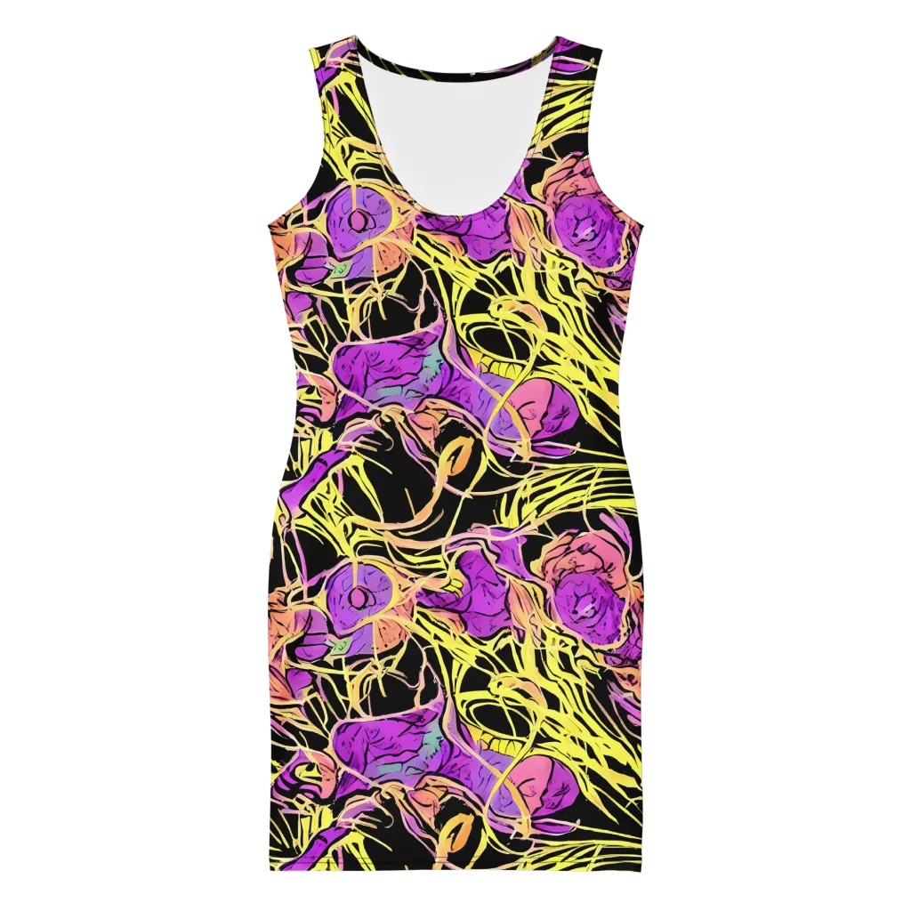 Midnight Tropics on Bodycon Dress — Front