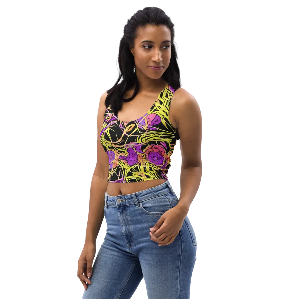 Midnight Tropics on Crop Top — Left Front