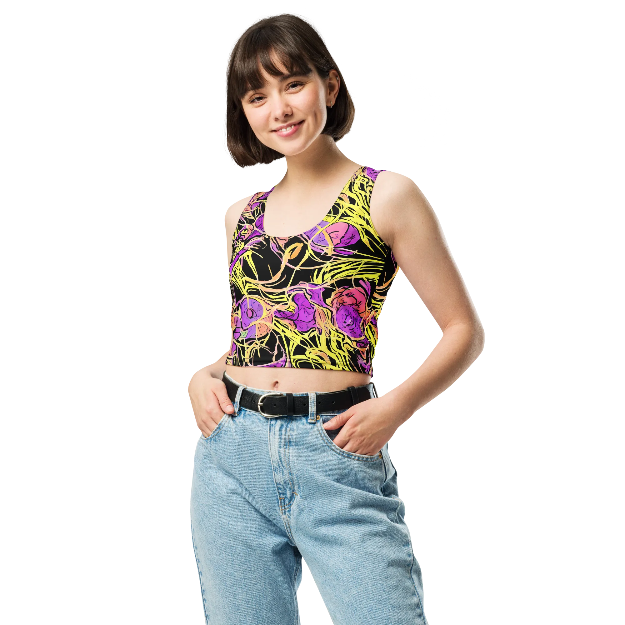 Midnight Tropics on Crop Top — Front