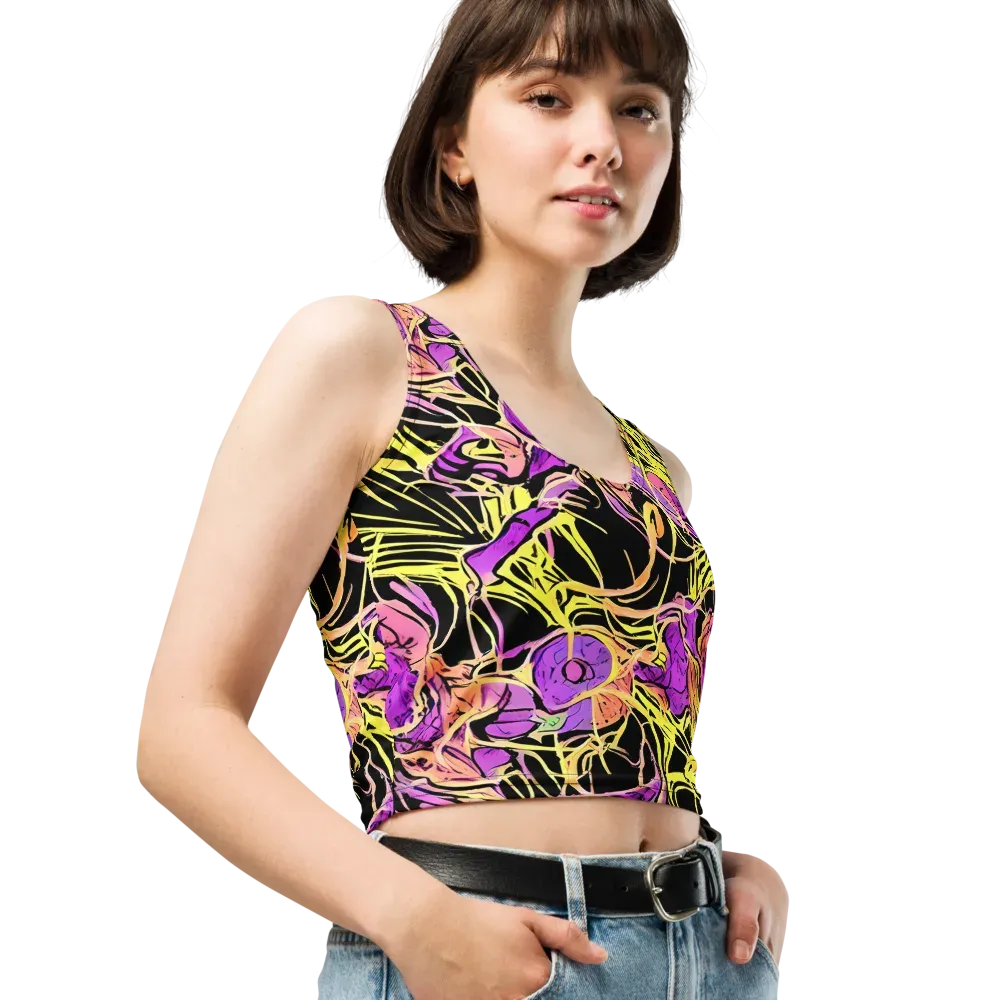 Midnight Tropics on Crop Top — Right Front