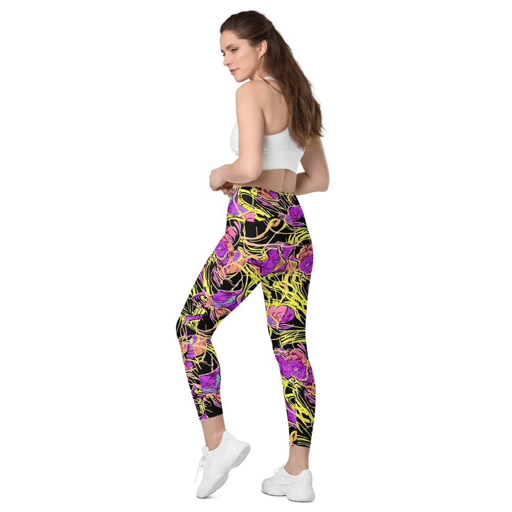 Midnight Tropics on Leggings with Pockets — Left Back