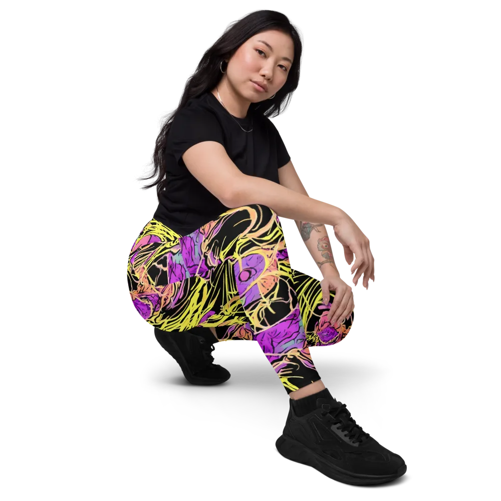 Midnight Tropics on Leggings with Pockets — Right Front