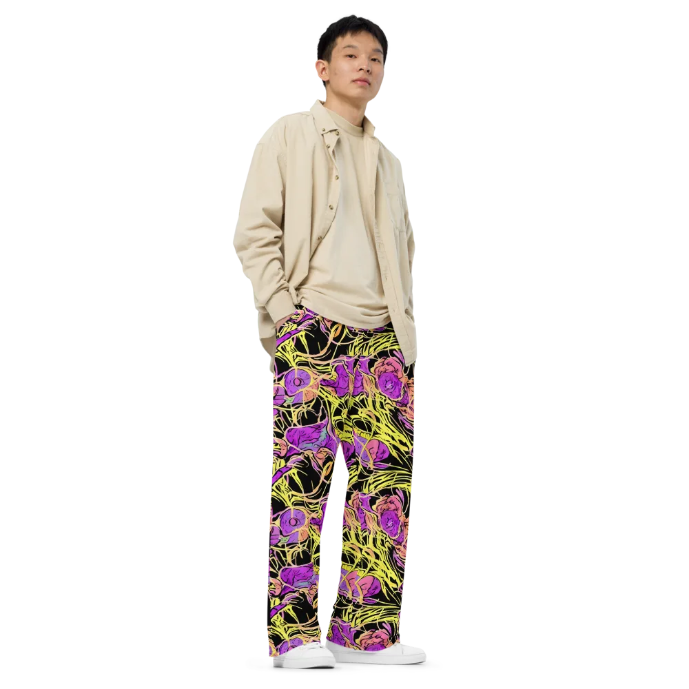 Midnight Tropics on Wide-Leg Pants — Right Front