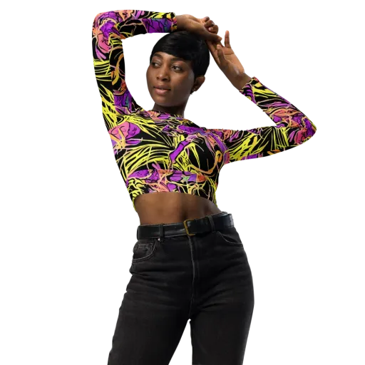 Midnight Tropics on a Long Sleeve Crop Top