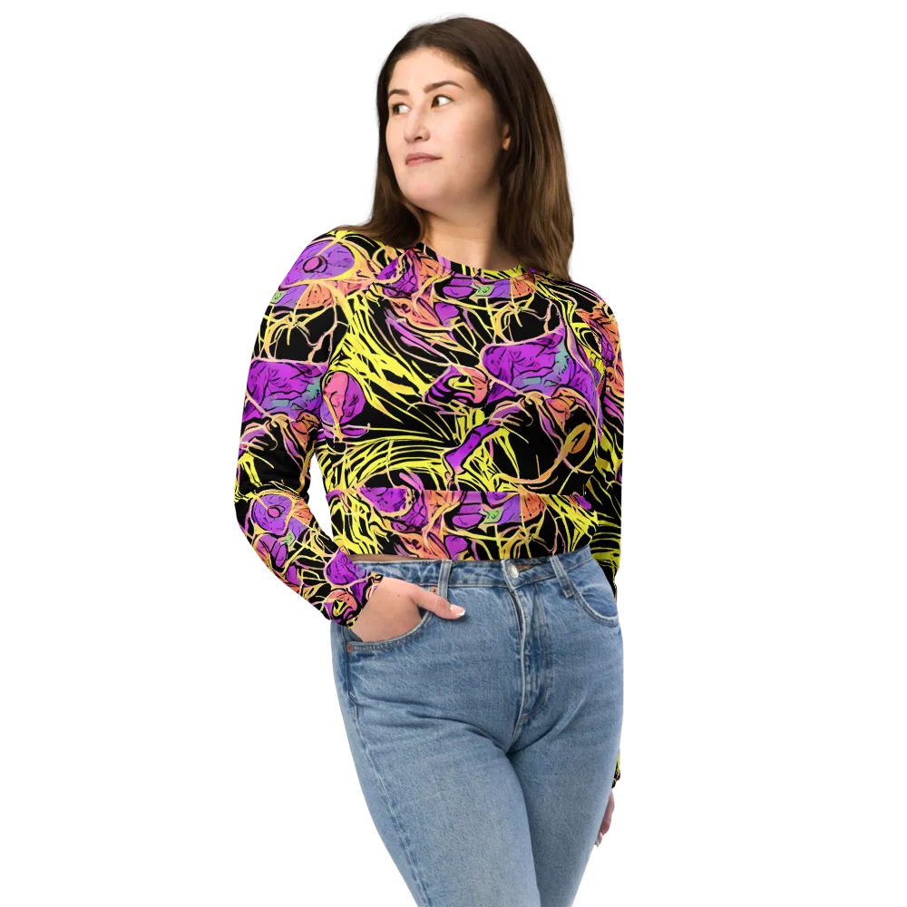 Midnight Tropics on Long Sleeve Crop Top — Front