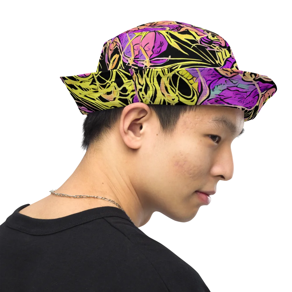 Midnight Tropics on Reversible Bucket Hat — Right Outside