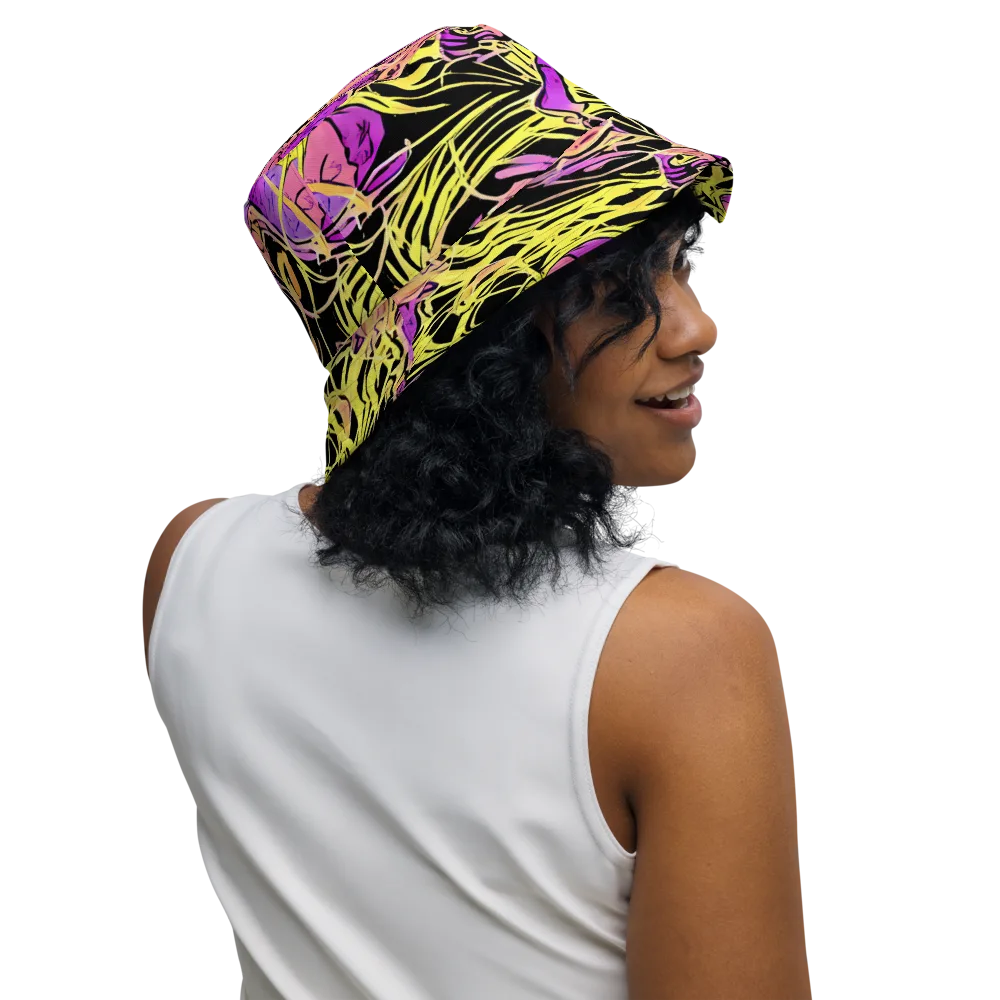 Midnight Tropics on Reversible Bucket Hat — Right Outside