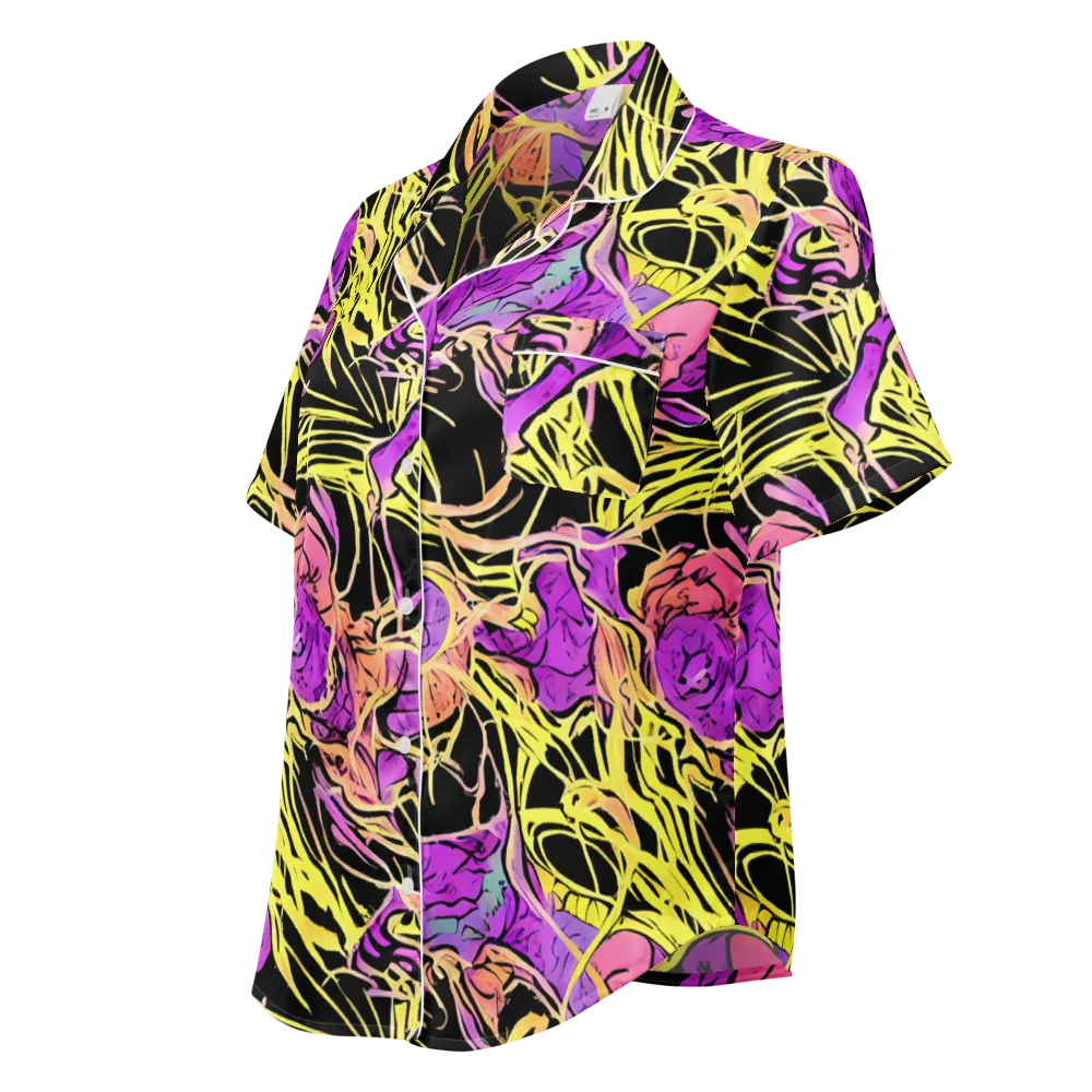 Midnight Tropics on Women's Short Sleeve Pajama Top — Left Front