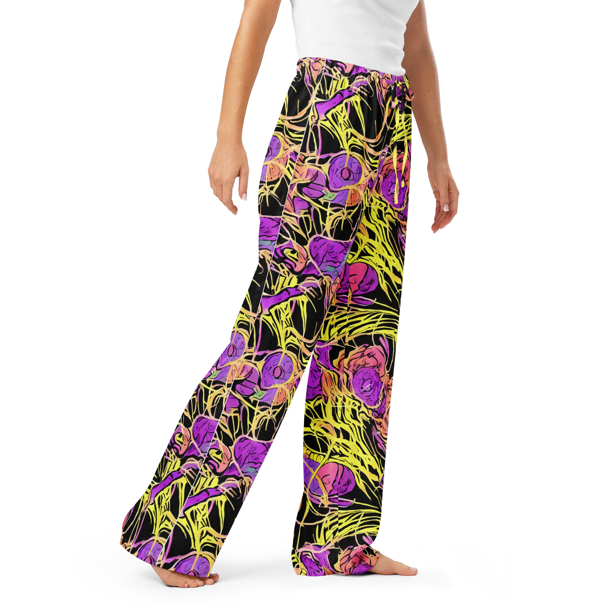 Midnight Tropics on Women's Pajama Pants — Right Front