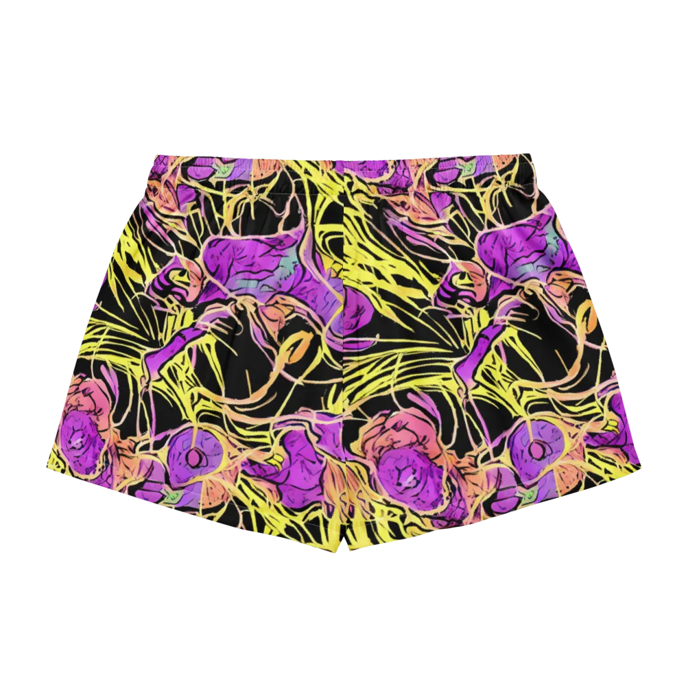 Midnight Tropics on Women's Pajama Shorts — Back