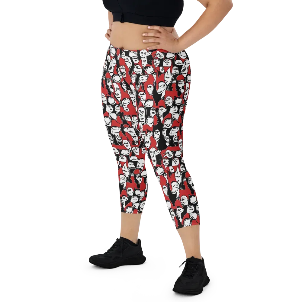 Crimson Chorus on Capri Leggings — Front