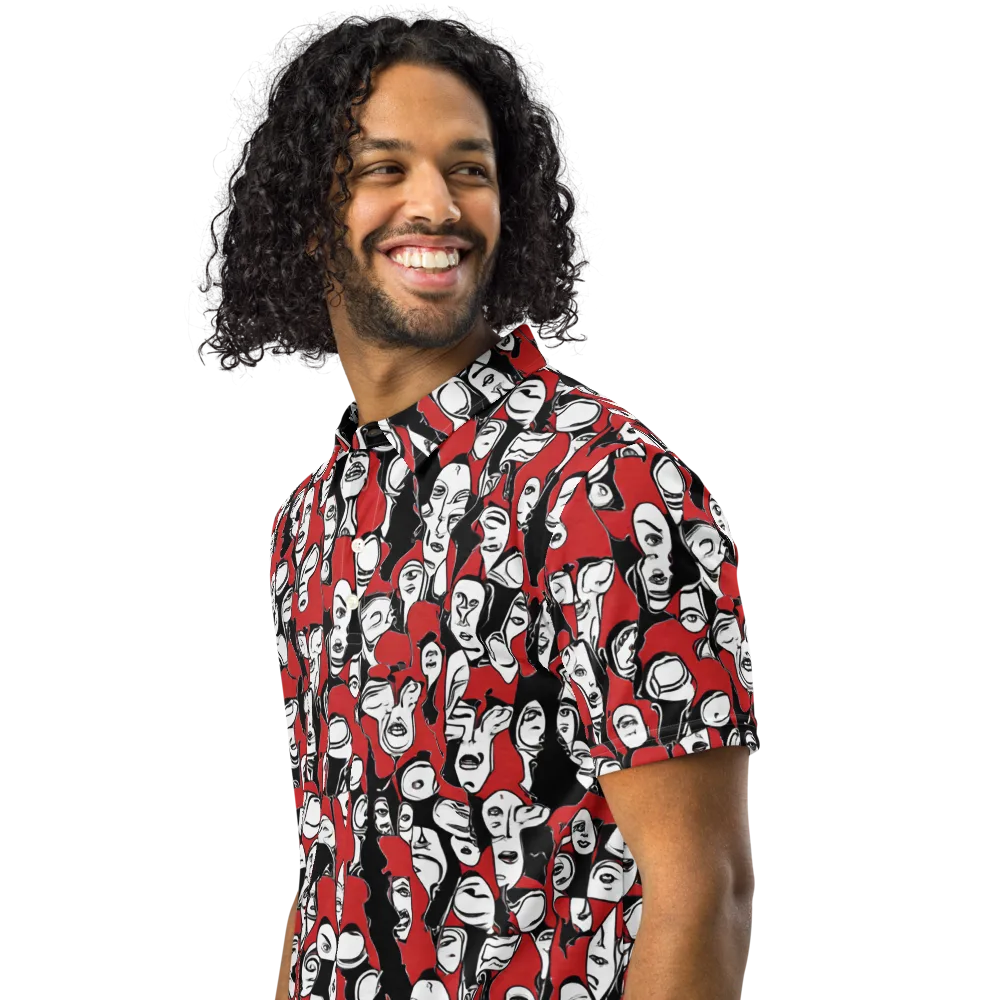 Crimson Chorus on Men's Slim Fit Polo Shirt — Left Front