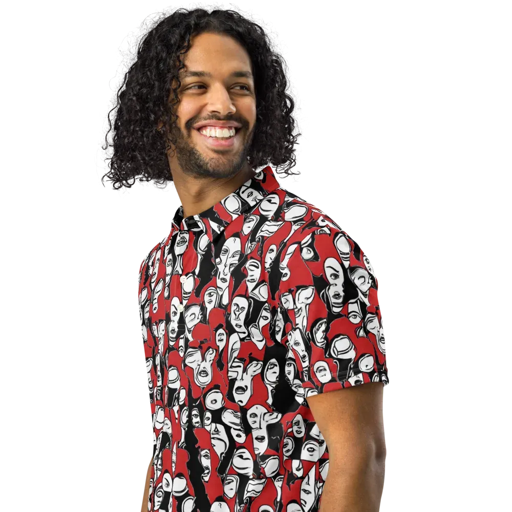 Crimson Chorus on Men's Slim Fit Polo Shirt — Left Front