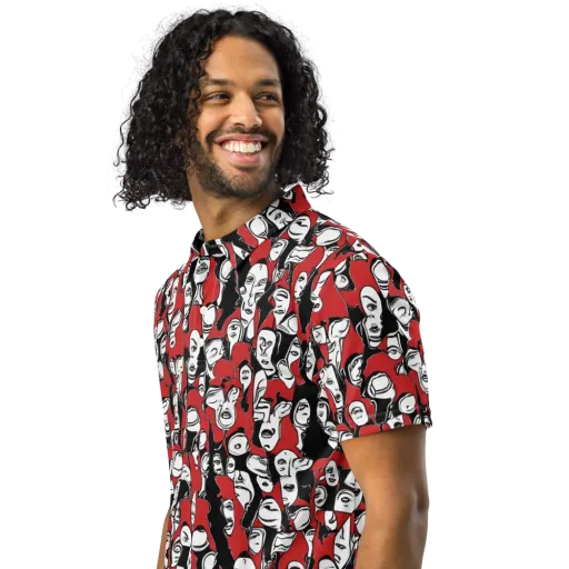 Crimson Chorus on a Men's Slim Fit Polo Shirt