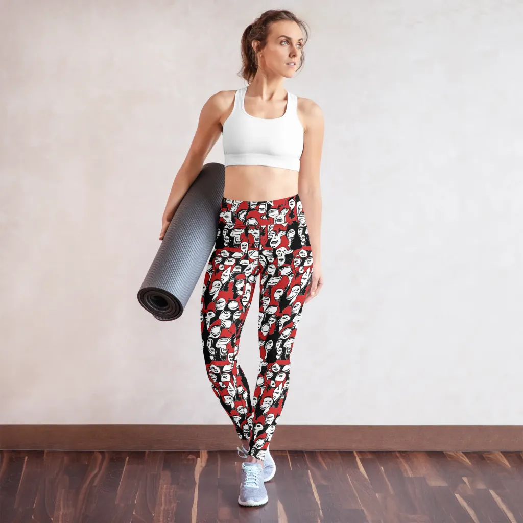 Crimson Chorus on Yoga Leggings — Front