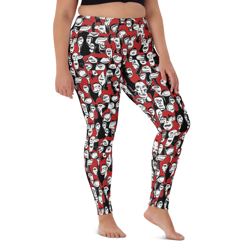 Crimson Chorus on Yoga Leggings — Front