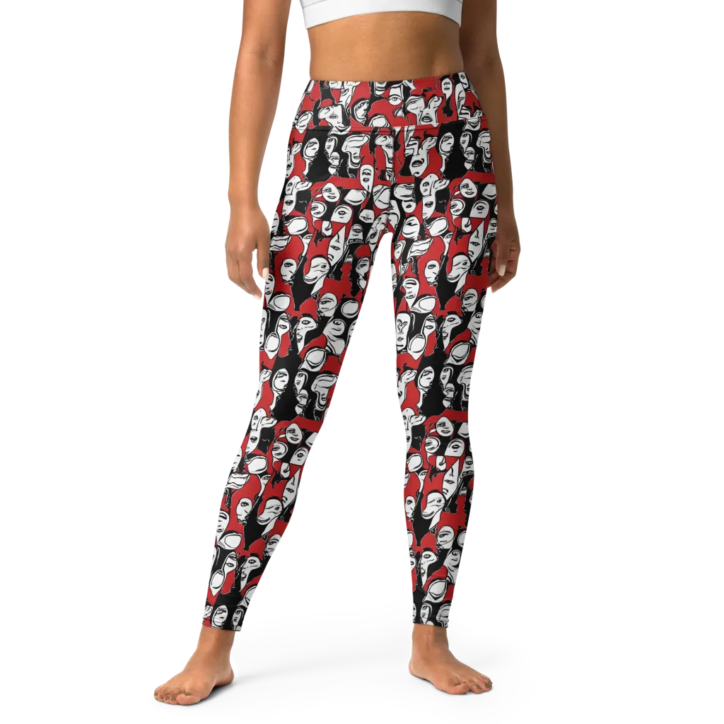 Crimson Chorus on Yoga Leggings — Front