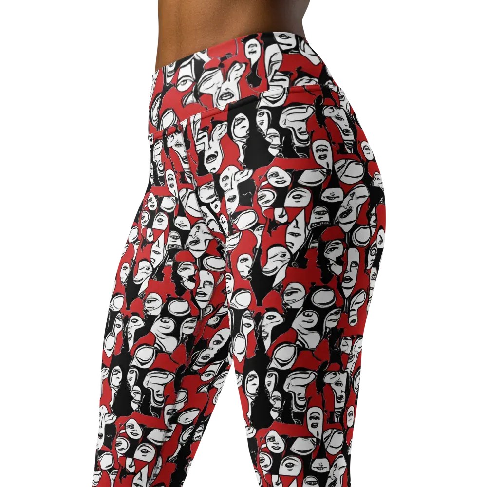 Crimson Chorus on Yoga Leggings — Left Front