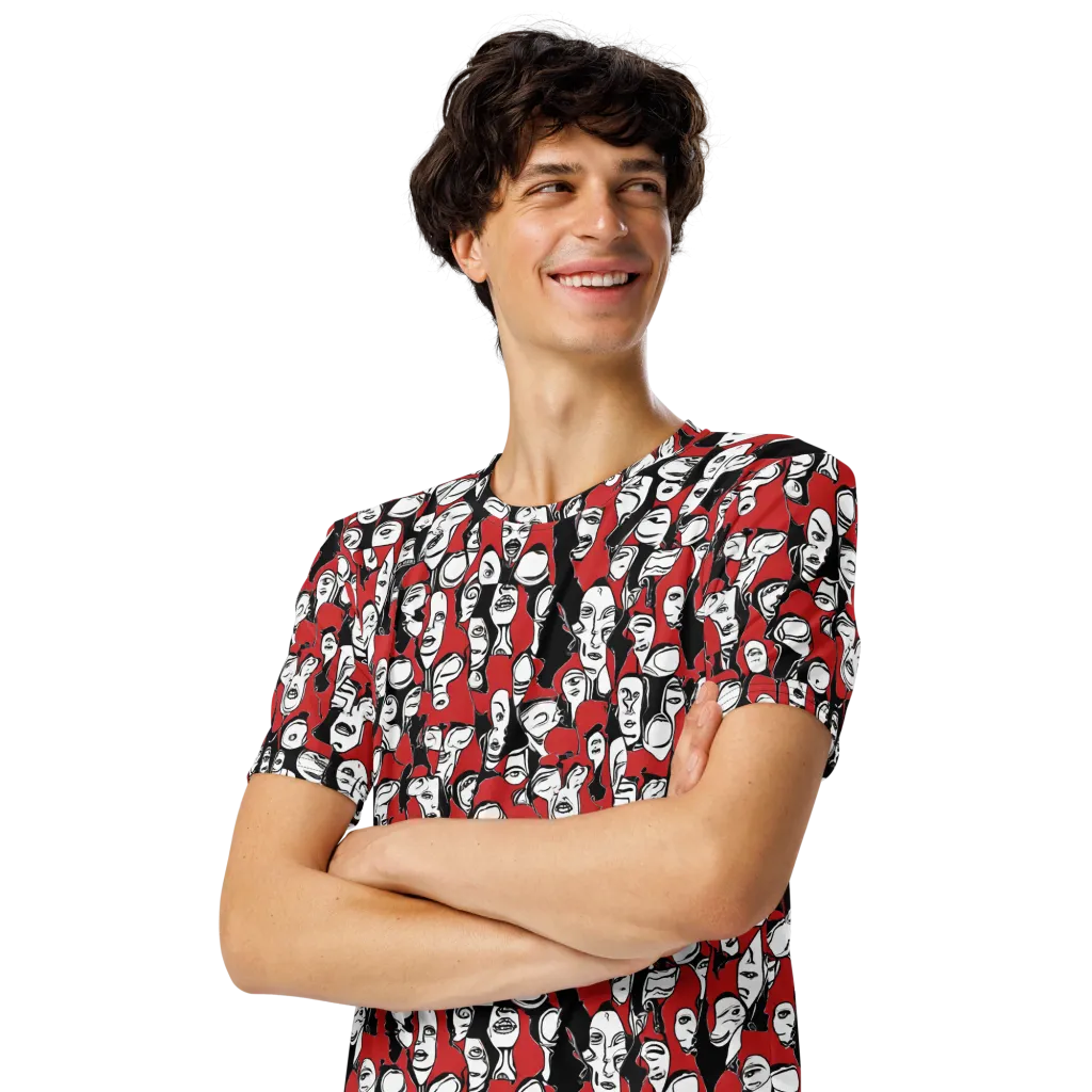 Crimson Chorus on Men's Crew Neck T-Shirt — Left Front