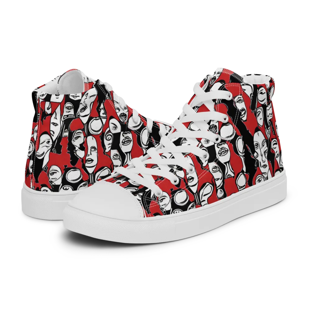 Crimson Chorus on Men's High Top Canvas Shoes — Left