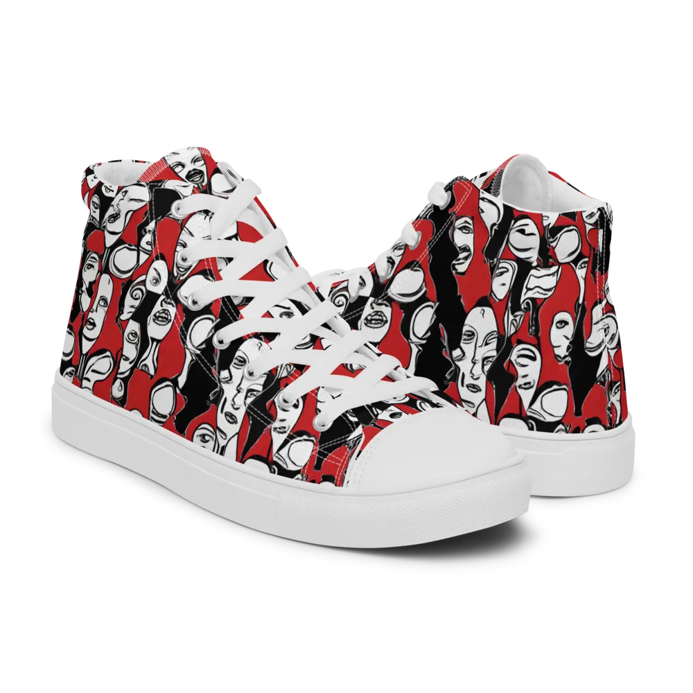Crimson Chorus on Men's High Top Canvas Shoes — Right