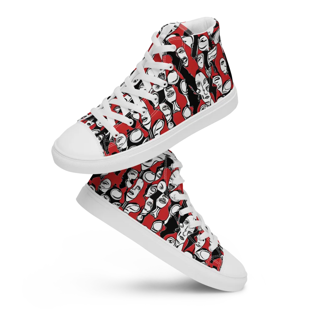 Crimson Chorus on Men's High Top Canvas Shoes — Front