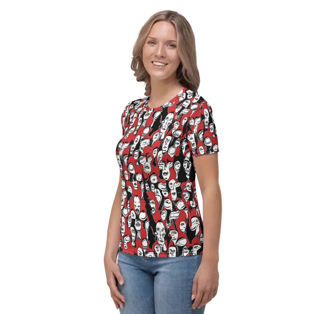 Crimson Chorus on Women's Crew Neck T-Shirt — Left