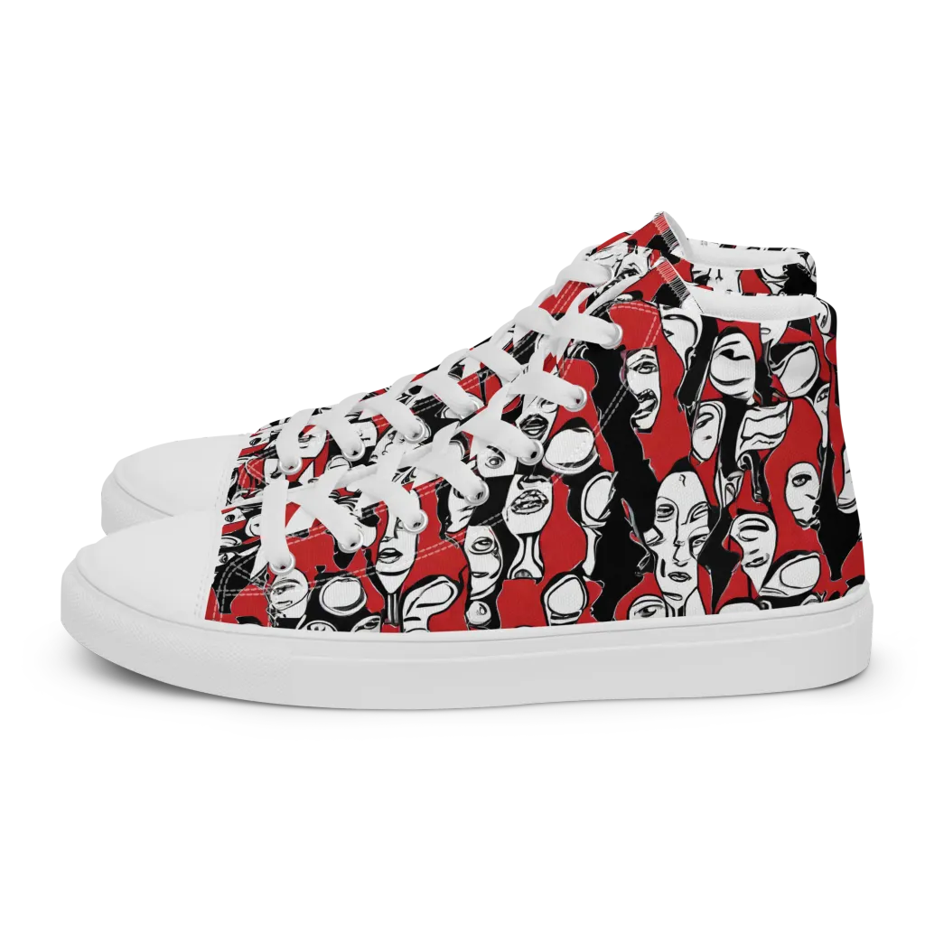 Crimson Chorus on Women's High Top Canvas Shoes — Left