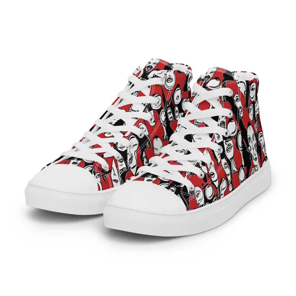 Crimson Chorus on Women's High Top Canvas Shoes — Left Front
