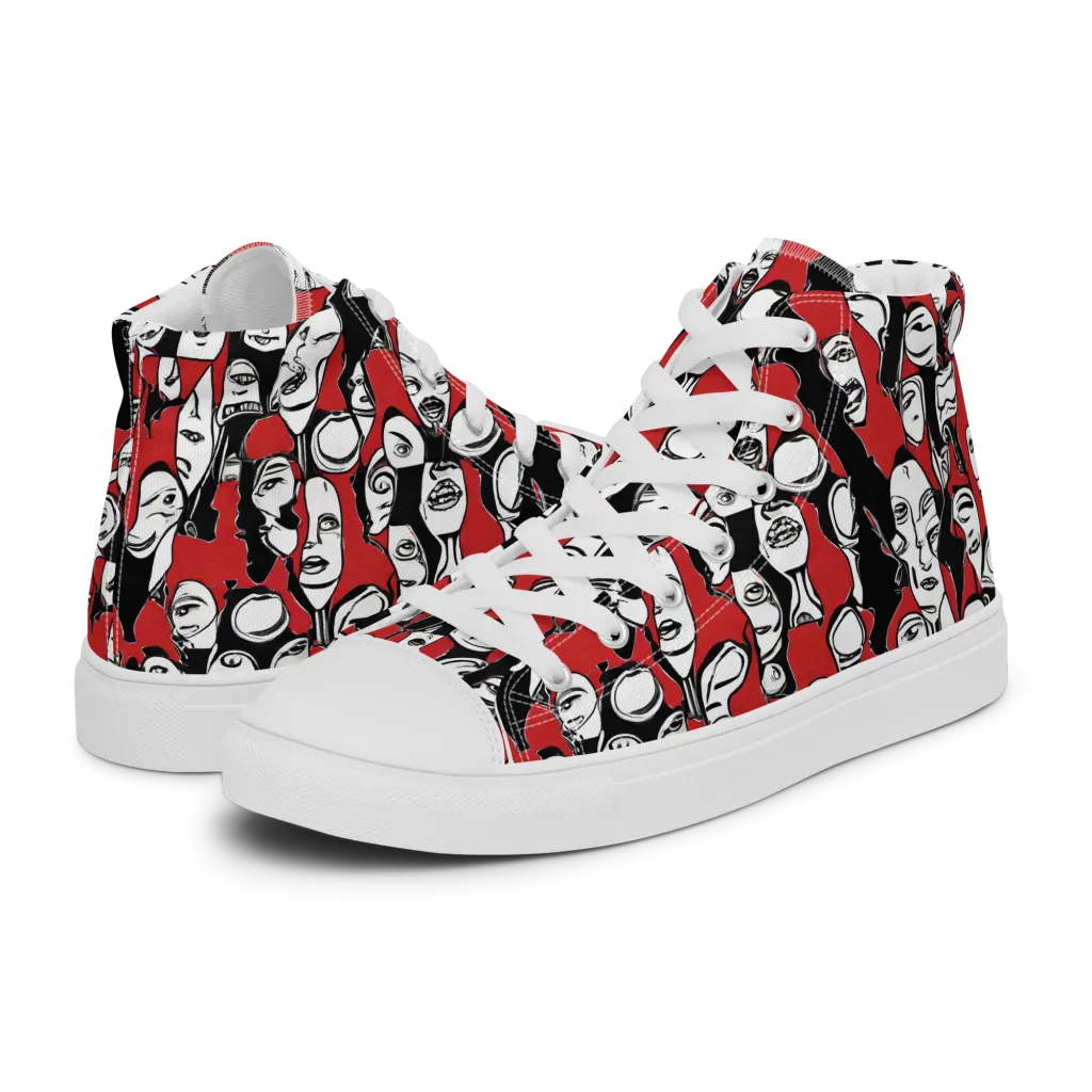 Crimson Chorus on Women's High Top Canvas Shoes — Left