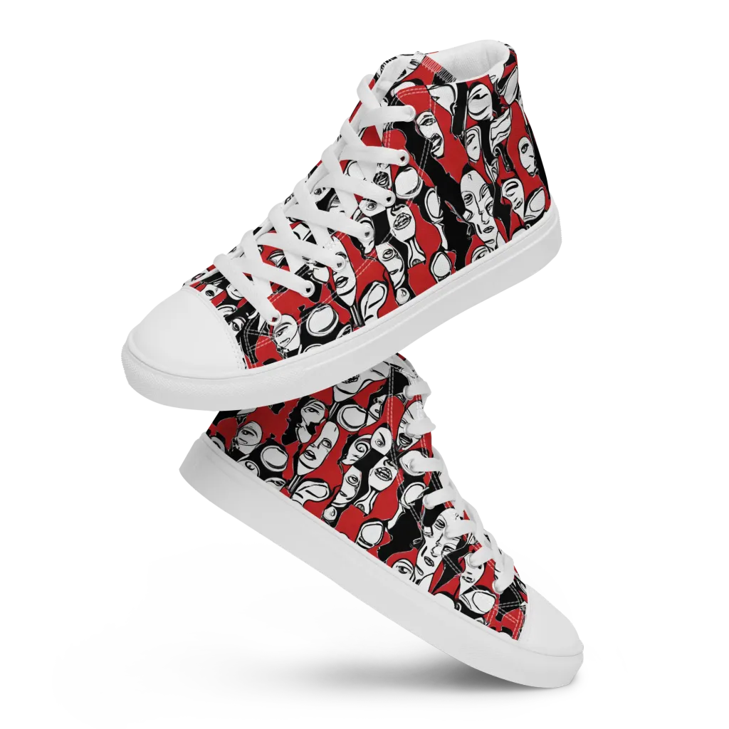 Crimson Chorus on Women's High Top Canvas Shoes — Front