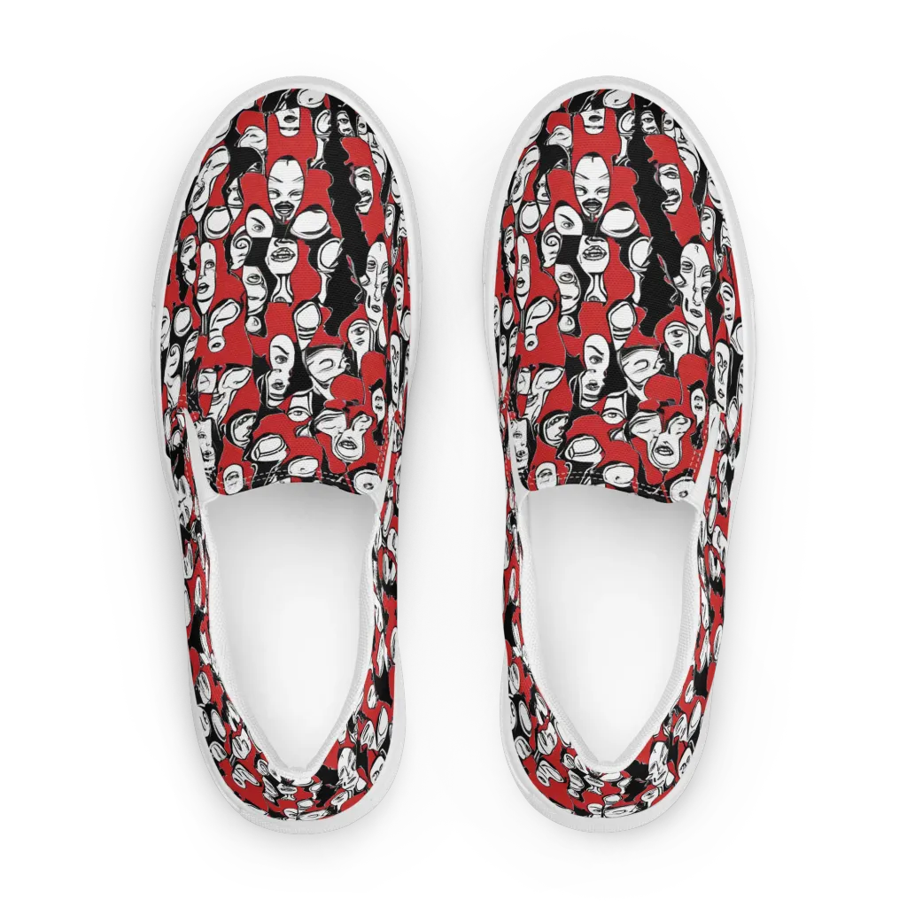 Crimson Chorus on Men's Slip-On Canvas Shoes — Front