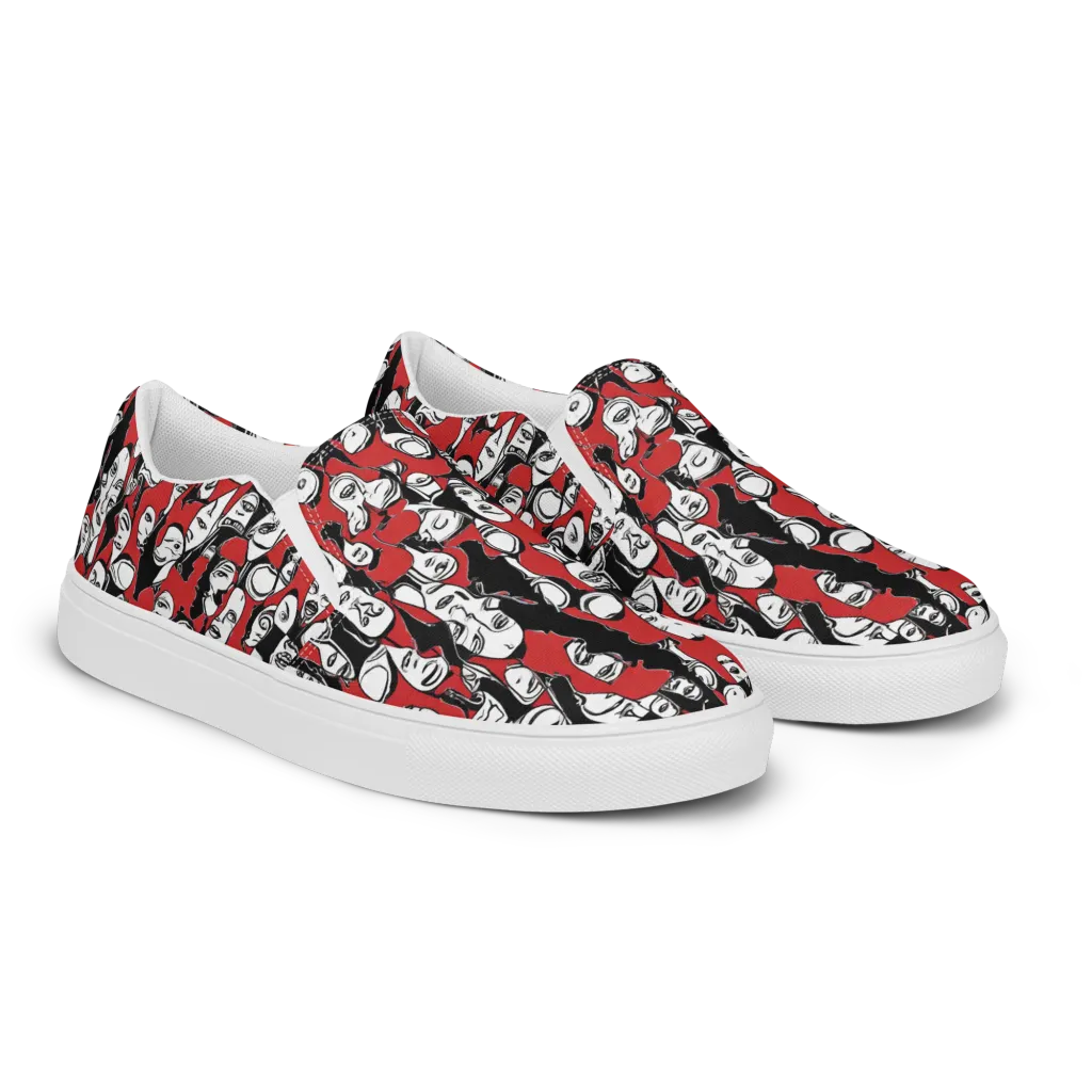 Crimson Chorus on Men's Slip-On Canvas Shoes — Right Front