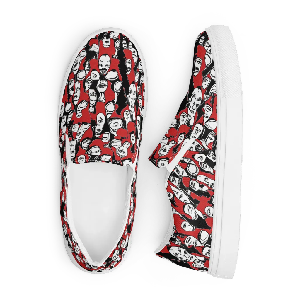 Crimson Chorus on Men's Slip-On Canvas Shoes — Front