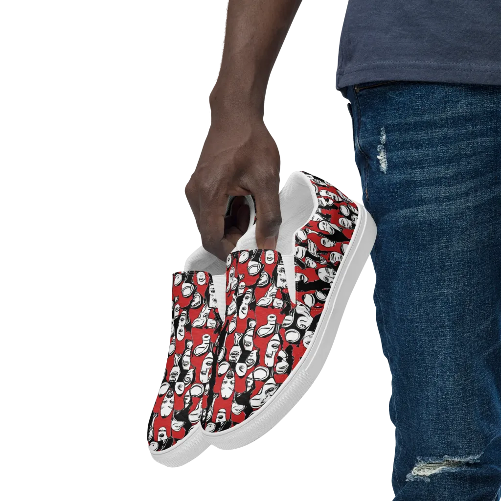 Crimson Chorus on Men's Slip-On Canvas Shoes — Left Front