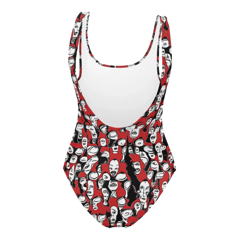 Crimson Chorus on One-Piece Swimsuit — Back