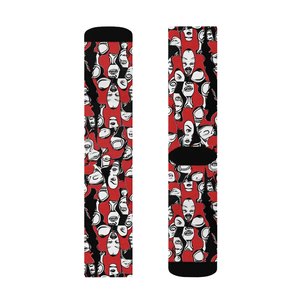 Crimson Chorus on Socks — Left Sock