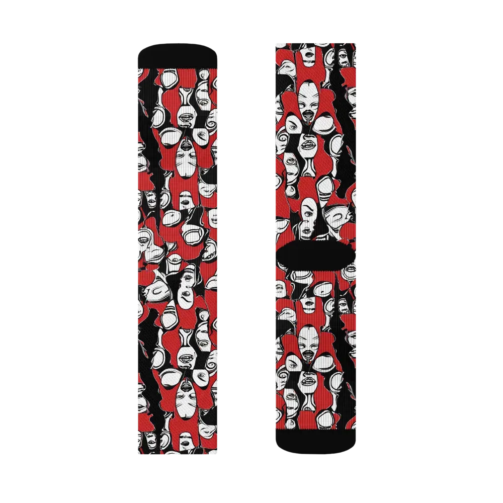 Crimson Chorus on Socks — Right Sock
